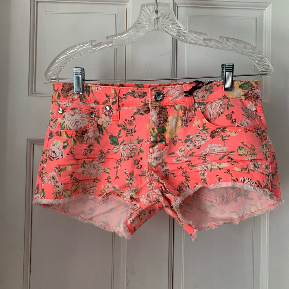 Reign Hot Pink Floral Jean Shorts
